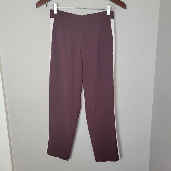 Aritzia Babaton Conan Pant Burgundy White Stripe 0 - Picture 1 of 4